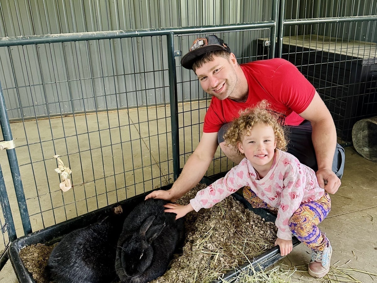Flemish Giant rabbit at Majestic Meadows family farm Medina